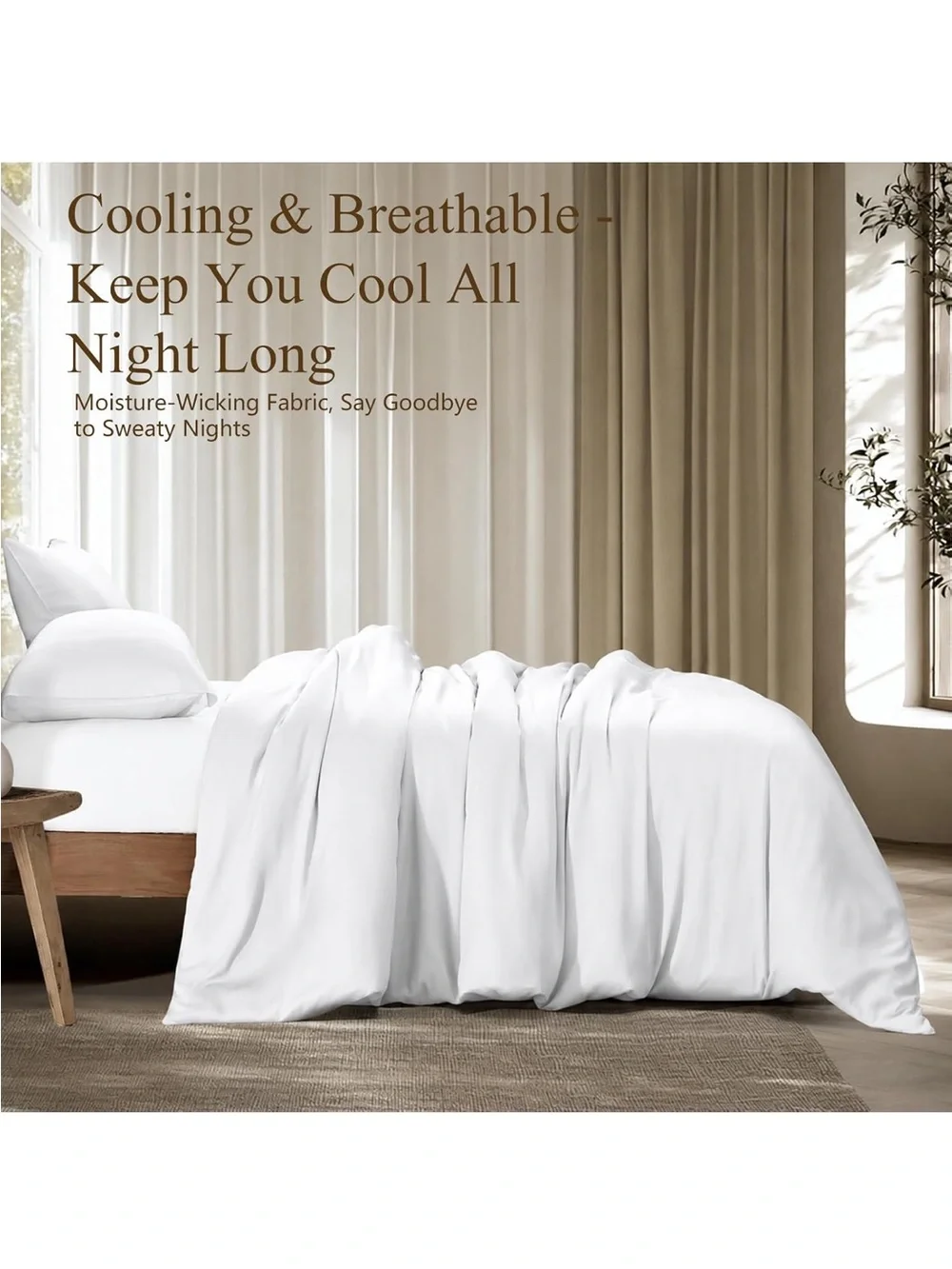 NEW Queen Duvet Cover Set 3 Pieces, 100% Organic Viscose derived from Bamboo